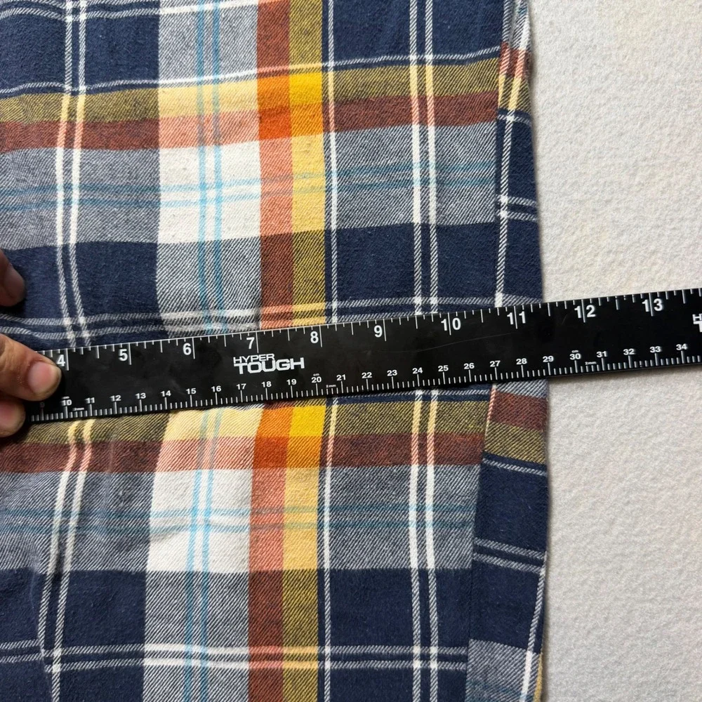 St Johns Bay Mens 2XL Pajama Pants Blue Orange Plaid Flannel Cotton Sleepwear